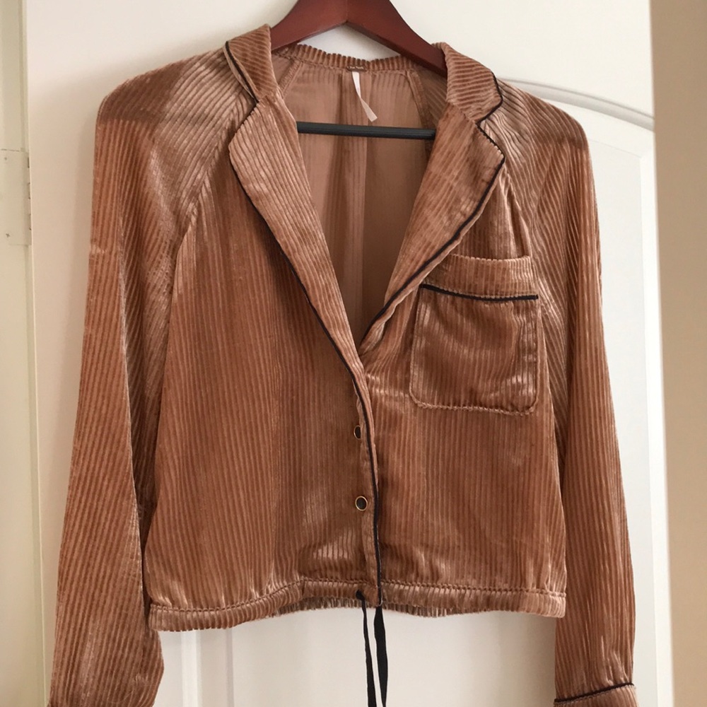 Free People Semi-Sheer Velvet Stripe Top